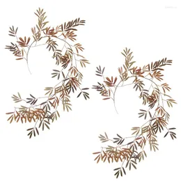 장식용 꽃 홈 테이블 장식 인공 베이 베리 잎 등나무 가을 인테리어 장식 가짜 식물 매달려 벽 크리스마스