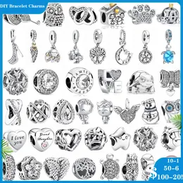 925 Siver Beads Charms för Pandora Charm -armband Designer för kvinnor Feather Familage Family Tree Snowflakes Boy Dangle