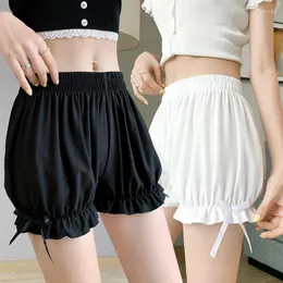 Damen-Shorts, kurz, Zuhause, für Damen, Sommer, 2023, Trend, modische Outfits, dünn, weich, Sicherheit, Eisseide, Laterne, Schwarz/Weiß, Grundfarbe