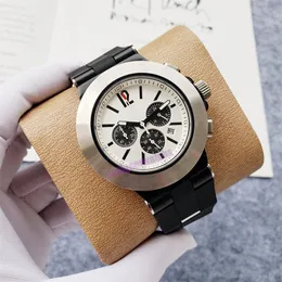 Masowe męskie luksusowy projektant okrągły zegarek 44 mm stalowy pierścień gumowy kwarcowy szafir szklany zegarek