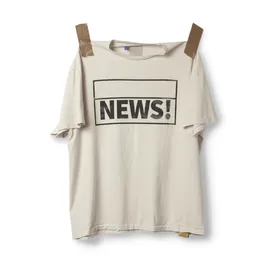 23SS 새로운 제한된 클래식 여성 남자 티셔츠 힙합 세탁 뉴스 티 편지 인쇄 캐주얼 여름 짧은 슬리브 패션 통기성 높은 거리 티 TJAMMTX121