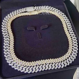 Gioielli Zuanfa Alla moda, larghezza 15 mm, argento sterling 925, diamante sciolto, Moissanite, collegamento cubano