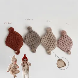 Kapaklar Şapkalar Kış Sıcak Bebek Örme Şapkalar Sevimli Kılavuz Bebek Erkek Kız Kızlar El Örgü Kapak Bonnet Sold Renk Kids Beanie Cap Hediyeler 230328