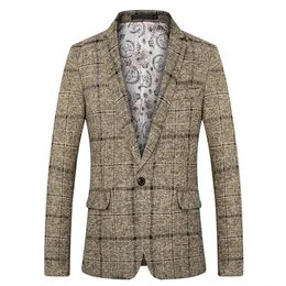 Erkek Suit Blazers Erkek Blazer Moda Günlük Butik Yün Takım Ceket / Erkek İş Ekose ince Fit Parti Elbise Blazer Ceket Erkekler Giyim 230328