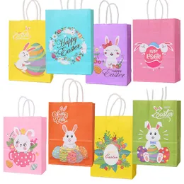 10 PC Gift Wrap Bolsas de Papel Kraft de Pascua Con Asa Emmaje de Galletas de Conejo Bonito Dulces Decoracin de Fia de Pascua Feliz 4 Udslote Z0327