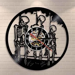 Zegar ścienny Halloween Horror Art zegar powiew je wysoko wysokie czaszki Hangman na szkielecie szkielety rekord wystroju domu