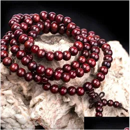 Bärade 6mm naturligt sandelträ Buddhist Buddha Meditation 108 pärlor trä bön pärla mala armband kvinnor män smycken droppleverans 202 dhs73