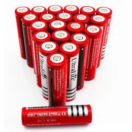 Hight Quality UltraFire BRC 18650 Litiumbatterier 4200mAh 3.7V 2A uppladdningsbart batteribatteri Red Li-ion Bateria lämplig för elektronisk LED-ficklampa digitalkamera