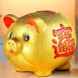 Ceramiczne pudełka z kreskówek Kreatywne złote na prezent Piggy Bank Bank Retro Monety Monety Money Oszczędność Dekoracja domu GG50CQ 201258E