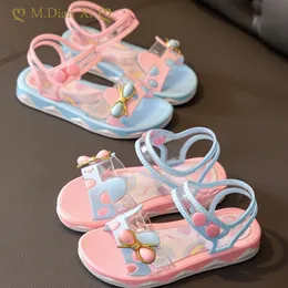 슬리퍼 여름 어린 소녀 샌들 꽃 간단한 귀여운 핑크색 보라색 어린이 유아 아기 부드러운 캐주얼 학교 어린이 신발 230328