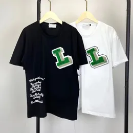 2023 Summer Paris mass camisetas designer letra de luxo de luxo camiseta camiseta clássica 1v letra graphic moda feminino verde manga curta Camiseta casual de algodão tops