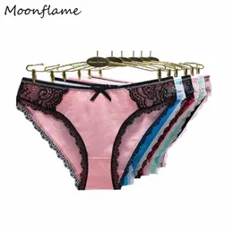 Moonflame 5 pcs lots New Arrival Ladies Underwear Sexy Lace Cotton Women Briefs Panties M L XL 89413305p