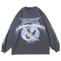 Women's TShirt Long Sleeve Retro Graphic Tees Top Angel Clothes Oversized T Drop Clothing Fashion Streetwear 230328