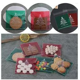 クリスマスデコレーション100pcs/set chirstmas供給ケーキウェストポイントビスケットキャンディーパッキングバッグ自己粘着クッキーバッグ独立