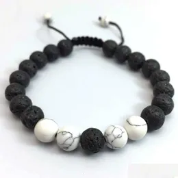 Beaded New 8Mm Tiger Eyes Spar Bracelet With Natural Black Lava Rock Stone Energy Men Bracelets For Women Drop Delivery 2 Dh41O