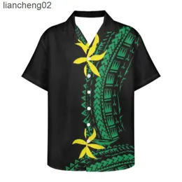 Mäns avslappnade skjortor Pocket Kort ärmskjorta Polynesiska öbor Tribalkläder överdimensionerade Harajuku -kläder Samoan Viking Puletasi W0328
