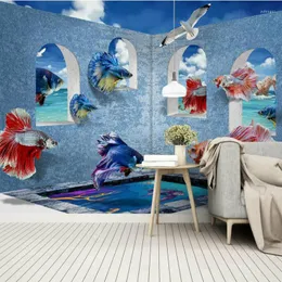 Sfondi Carta da parati 3D per la decorazione della parete Sfondo dipinto Murale di Guppies del Mar Mediterraneo