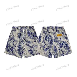 xinxinbuy Hombres mujeres diseñador Pantalones cortos pantalón flores y plantas bordado Primavera verano negro azul verde caqui S-2XL