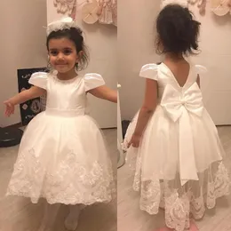 Kız Elbiseler Mqatz Beyaz Yay Yaz Elbisesi 1 Yıl Çocuk Vaftiz Prenses Vestidos Toddler Doğum Günü Partisi Çocuklar Vaftiz Bebek Giysileri