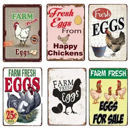 Farm Fresh Eggs Metal målningsplatta skylt affisch kyckling ägg chic väggdekor tallrik för jordbruk köksdekor tallrik 30x20 cm w03