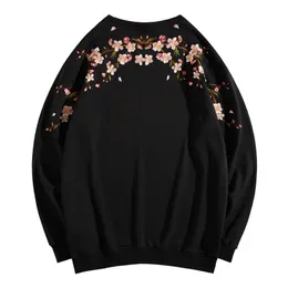 Kvinnor Hoodies Sweatshirts Blossom Bordir Kaus Harajuku Streetwear Pria Pullover Hitam Putih Longgar Kasual Untuk Wanita CS720 230328