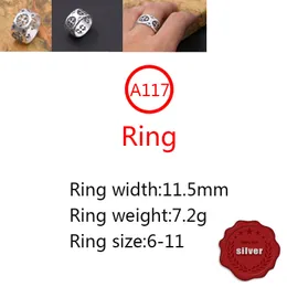 A117 S925 Sterling Silver Ring Personalized Fashion Punk Hip Hop Style Cutout Cross Flower Letter Shaped Jewelry Lover Gift