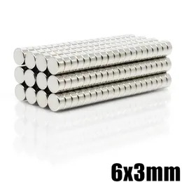 100pcs/lot neodymium magnet 6x3希土類スーパーストロングラウンドパーマネント6*3mm冷蔵庫電磁石ndfebニックル磁気ディスク