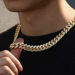 Biżuteria Hip Hip Cadenas 12 mm 18m 18K Białe złoto Diamentowy diament mrożony kubański łańcuch szyi link dla mężczyzn