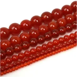 Kamień 8 mm wysokiej jakości czerwone koraliki agat okrągłe karnelian luźne do biżuterii produkująca bransoletkę DIY 3/4/6/8/10/12mm Wybór DH916