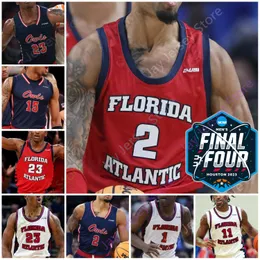 Koszulki do koszykówki 2023 Final Four 4 Jersey Florida Atlantic FAU Basketball NCAA College Johnnell Davis Alijah Martin Vladislav Goldin