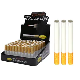 Tubi di fumo di erbe di tabacco in metallo Full CeramicOne Hitter Bocchino Tip Pocket Portable Steel Hand Pipe Smoke Puff Cigarette Tube Device