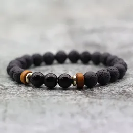 Urok bransoletki naturalna bransoletka lawowa złota stop alloy obsydian Tiger Eye Stone Braclet retro drewniane koraliki braslet kobiety biżuteria bijoux