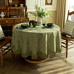 Tala de mesa de mesa sofisticada toalha texturizada decoração redonda decoração borla