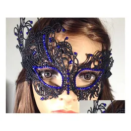 Party Masks Fine Diamond Mosaic Phoenix Lace Mask Christmas Masquerade Fun Drop Delivery 202 Dheay