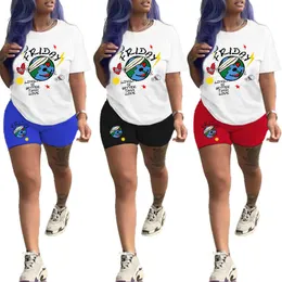 Deisgner Womens Tracksuits 2023 Summer Casual Two Piece Set Tryckt kortärmad T-shirt och shorts 2-stycken Outfits Athletic Wear Plus Size 3XL 4XL 5XL