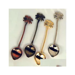 Spoons Vintage Royal Style Coconut Tree Tea Coffee Spoon Ice Cream Small Decoration Zine Alloy Gift For Bar Party Ga444 Drop Delivery Dhvnm