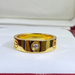Love Ring 3 Diamonds 5.5 ملم للمصمم للنساء لـ Man Diamond Gold Plated 18K T0P Generation Official Reproductions Classic Fashion Gift 007