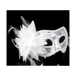 Partymasken Maske Reine handgemachte venezianische Glitzer-Jakobsmuschel-Blumen-Kugel-Kugel-durchscheinende Lilie-Tropfen-Lieferung 202 Dhqza