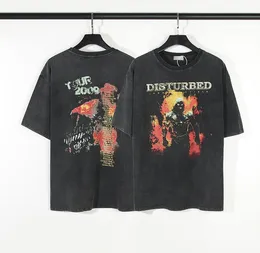 クラシックデザイナーTシャツ夏半袖ビンテージ邪魔された男性Tシャツティーメンズ服