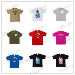 남자 티셔츠 원숭이 머리 벚꽃 편지 카모 인쇄 남자와 여자 느슨한 면화 실린더 짧은 슬리브 티셔츠 t230328