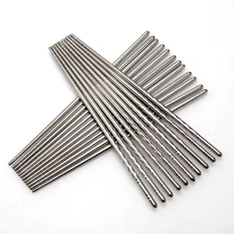 Stainless Steel Chopsticks Anti-skip Thread Style Durable Sliver Chopsticks Food Chop Sticks Kitchen Accessories