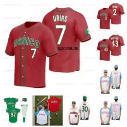 CUSTOM CUSTOM Team Mexico 2023 World Baseball Classic Jersey WBC Julio Urias Alex Verdugo Alex Verdugo Alejandro Kirk Rowdy Tellez Randy Aro