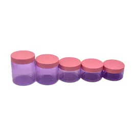 PET Clear Purple Cream Jars Refillable Bottles Matte Pink Plastic Lid Cosmetic Packaging Containers Empty Eye Cream Pots 4OZ 5OZ 100ml 120ml 150ml 200ml 250ml