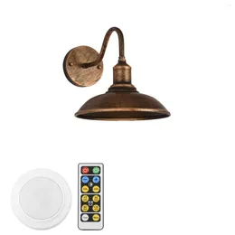 Wall Lamp 1Pcs Timer Battery Remote LED Dimming 100 Lumens Dimmable Vintage Industrial Style Sconce For Farmhouse Factory