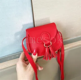 Bolsa de ombro de couro pu, bolsa de moedas com borla, mini bolsa crossbody, bolsas para crianças pequenas, meninas df138