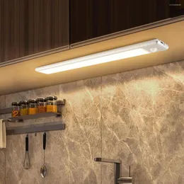 Nocne światła 20/30 cm PIR Motion Czujnik Kuchnia pod szafką światła do ładowania szafy garderoby lampa aluminium