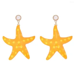 Dangle Earrings Simple Yellow Starfish Metal For Women 2023 Trend Statement Geometric Drop Holiday Beach Party Summer Jewelry