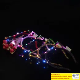 LED Cat Ear Headband Light Up Party Glowing Supplies Women Girl Flashing Band Sticks Football Fan Concet Cheer Halloween Xmas Gifts