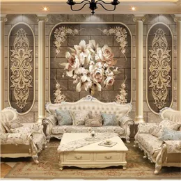 Wallpapers Milofi Custom Non-Woven Wall Paper 3d European Luxury Art Classic Flower Living Room Slaapkamer TV Achtergrond Schilderen