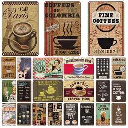 Retro Coffee Metal Tin Sign Vintage Plaques Wall Art Posters for Kitchen Bar Cafe Shop Iron Painting Wall Decor Plate 30X20cm W03